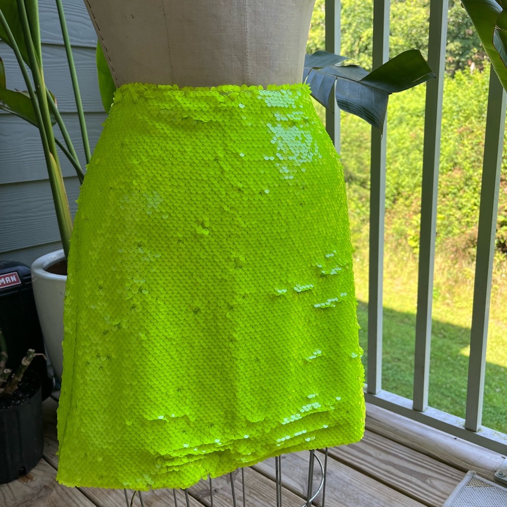 Leith Green Sequin A-Line Mini Skirt